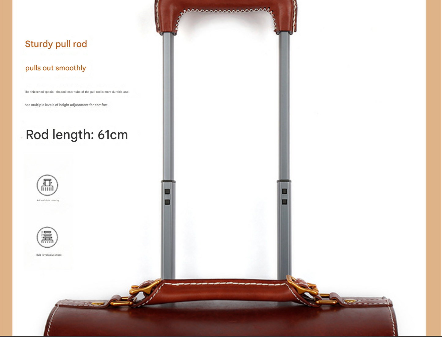Leather Trolley Suitcase Large Capacity 20 Inch Rolling Luggage