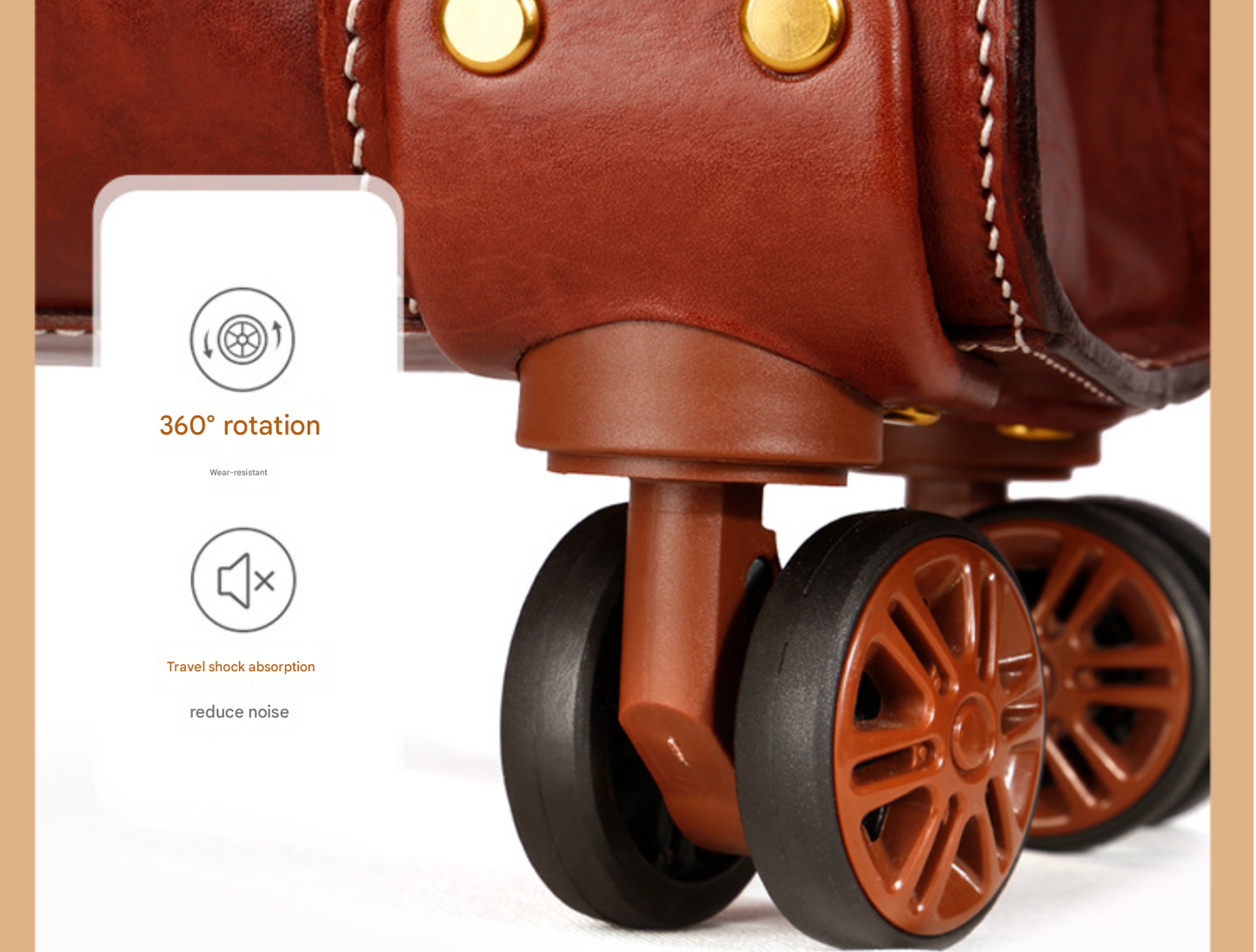 Leather Trolley Suitcase Large Capacity 20 Inch Rolling Luggage