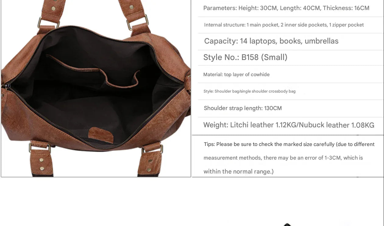 Genuine Leather Men’s Messenger Shoulder Bag Large