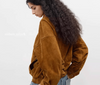 Loose Fit Retro Bomber Women Real Suede Jacket