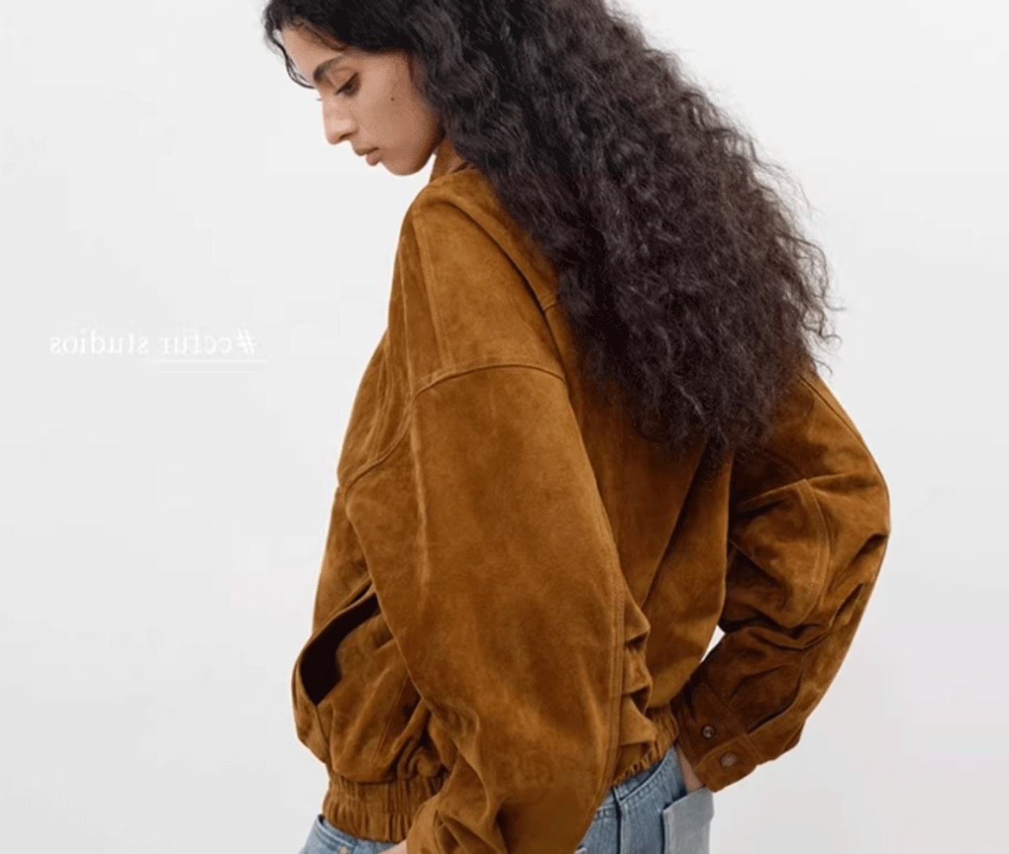 Loose Fit Retro Bomber Women Real Suede Jacket