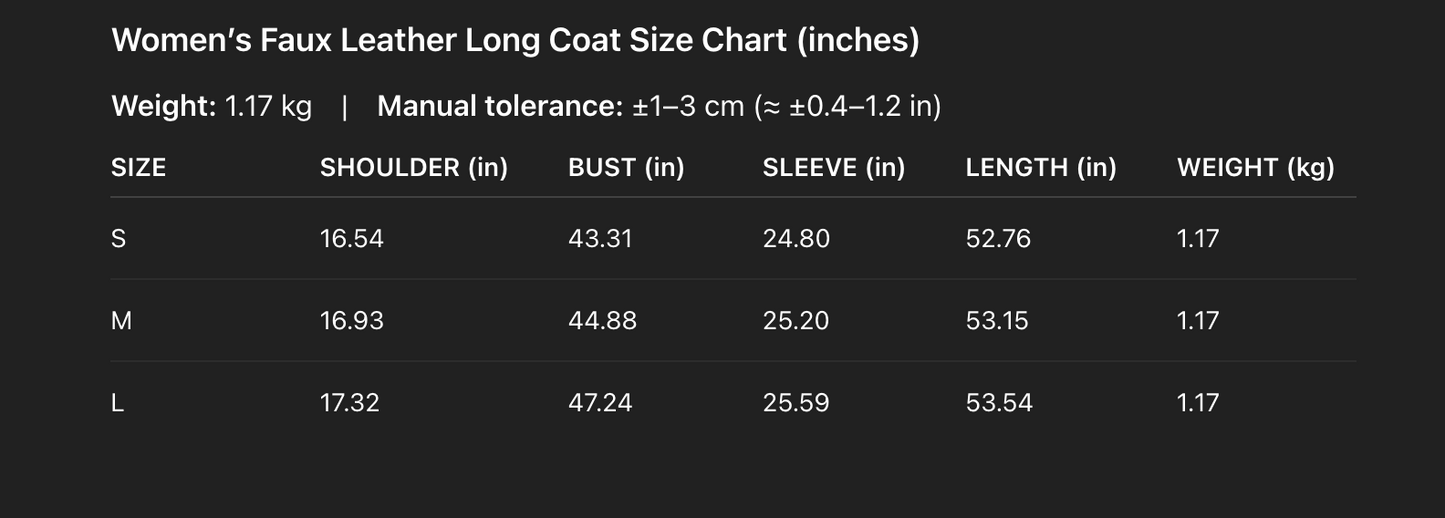 Women’s Faux Leather Belted Trench Coat Long Jacket