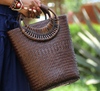 Women’s Rattan Straw Beach Bag with Round Handles