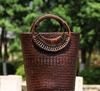 Women’s Rattan Straw Beach Bag with Round Handles