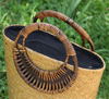 Women’s Rattan Straw Beach Bag with Round Handles
