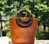 Women’s Rattan Straw Beach Bag with Round Handles