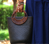 Women’s Rattan Straw Beach Bag with Round Handles