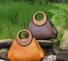 Women’s Woven Rattan Straw Handbag with Wooden Handle