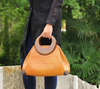 Women’s Woven Rattan Straw Handbag with Wooden Handle