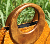 Women’s Woven Rattan Straw Handbag with Wooden Handle