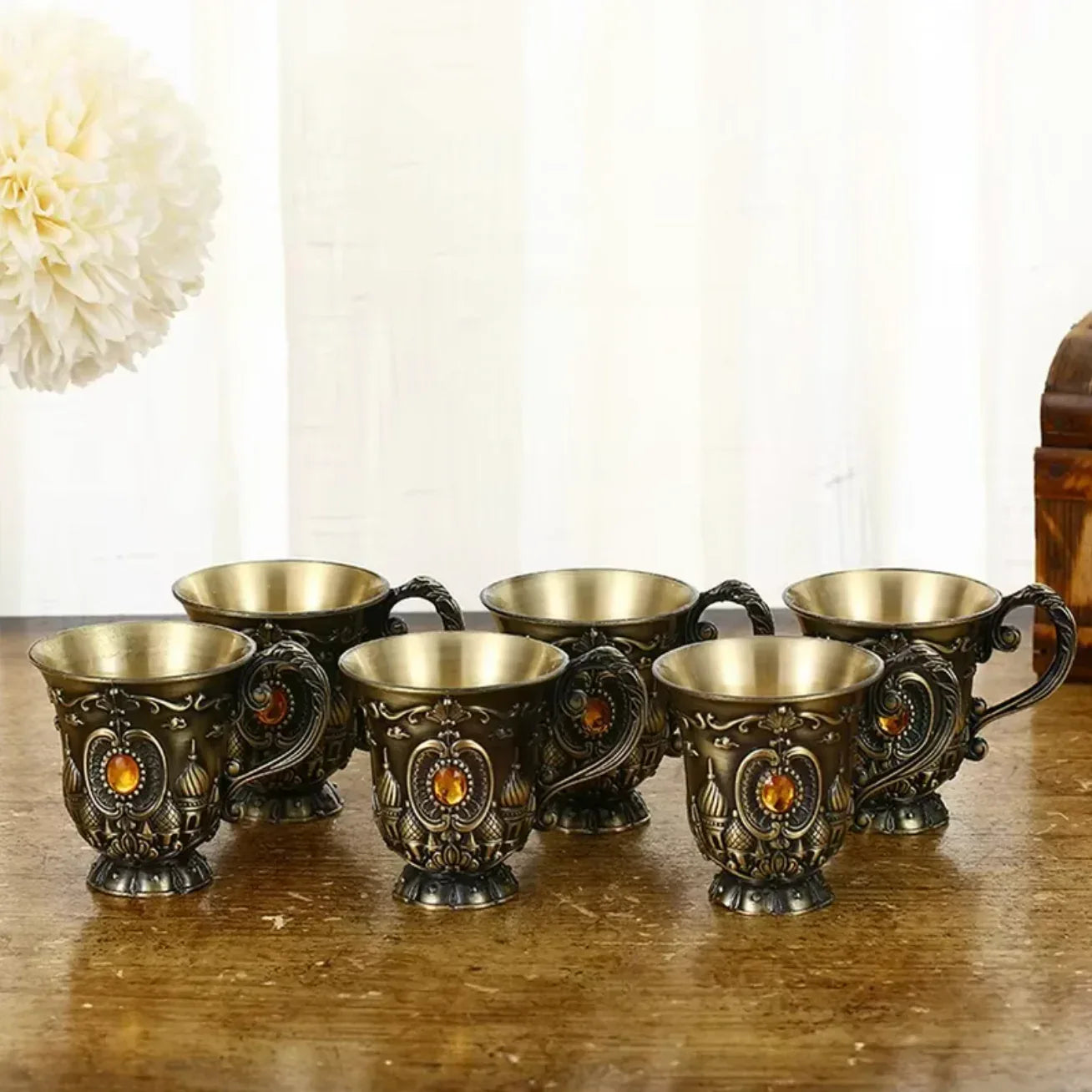 Retro Bronze Wine Set with Tray Palace Design