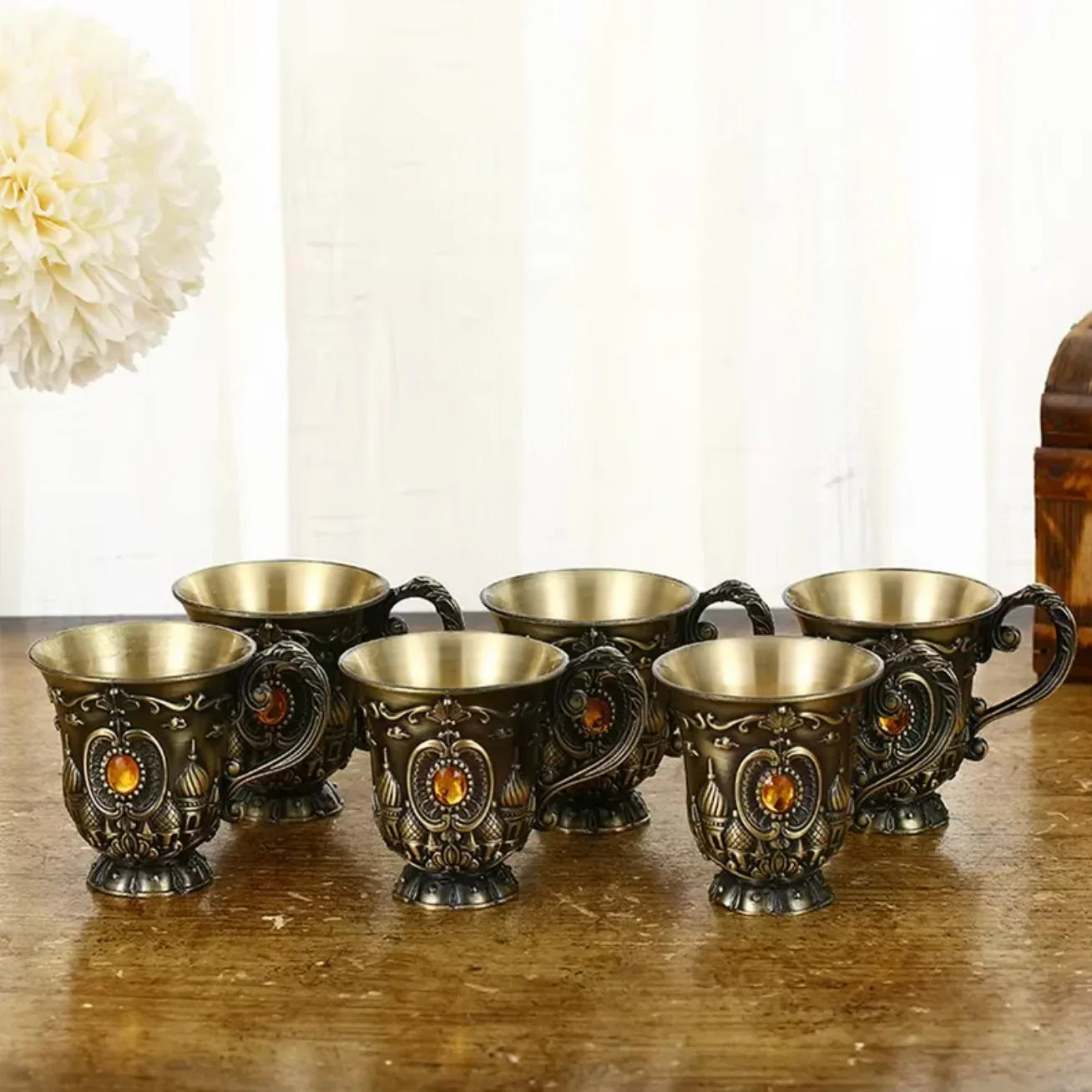 Retro Bronze Wine Set with Tray Palace Design