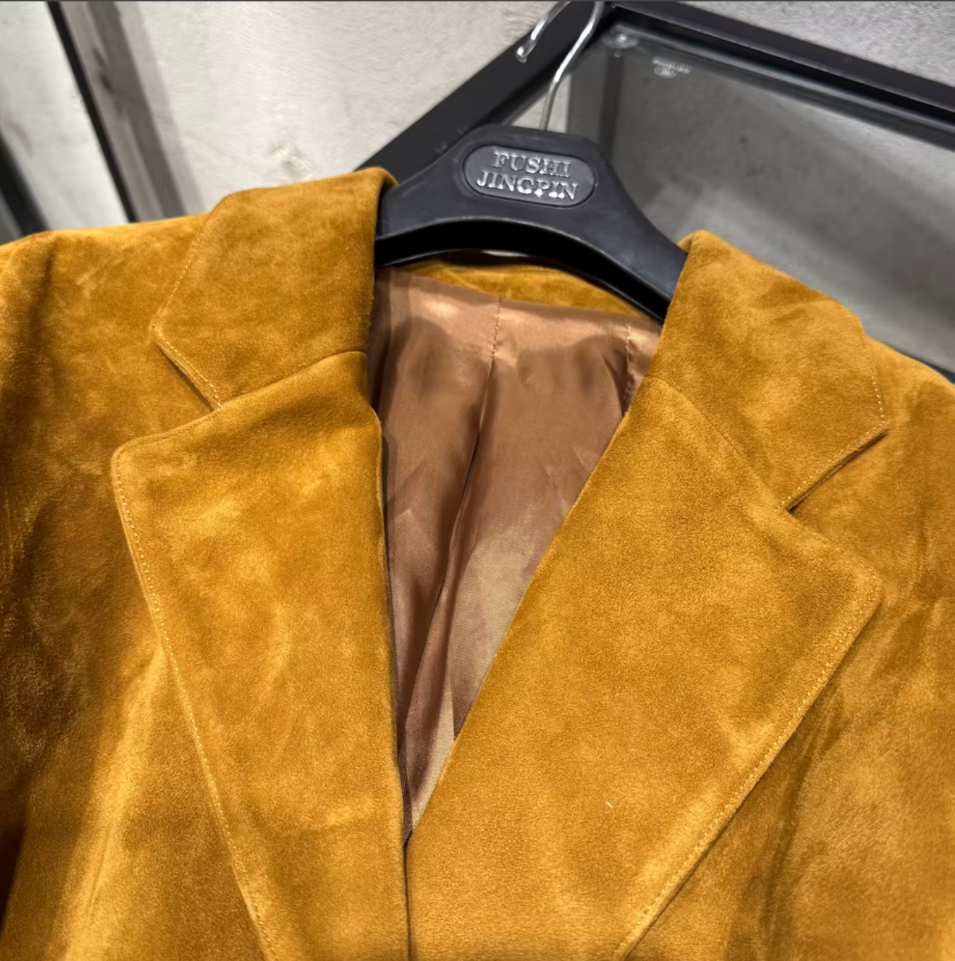 Women Genuine Suede Belted Trench Coat with Front Pockets