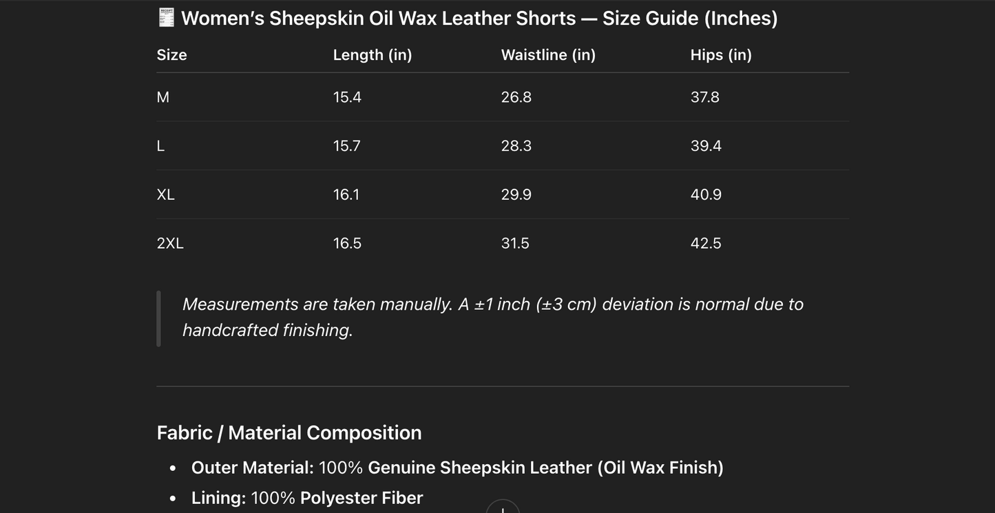 High Waisted Black Genuine Leather Shorts with Front Pockets