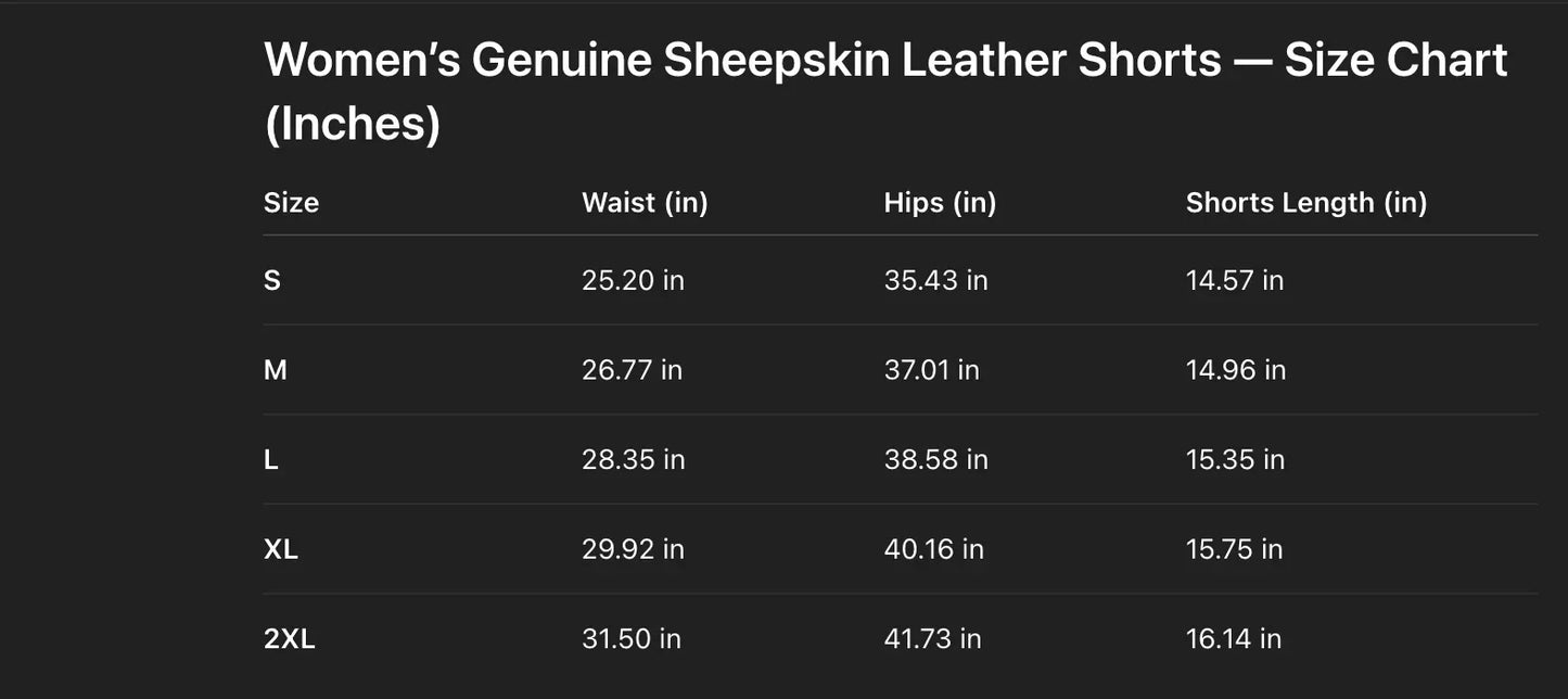 Women Genuine Leather Workwear Shorts High Waisted