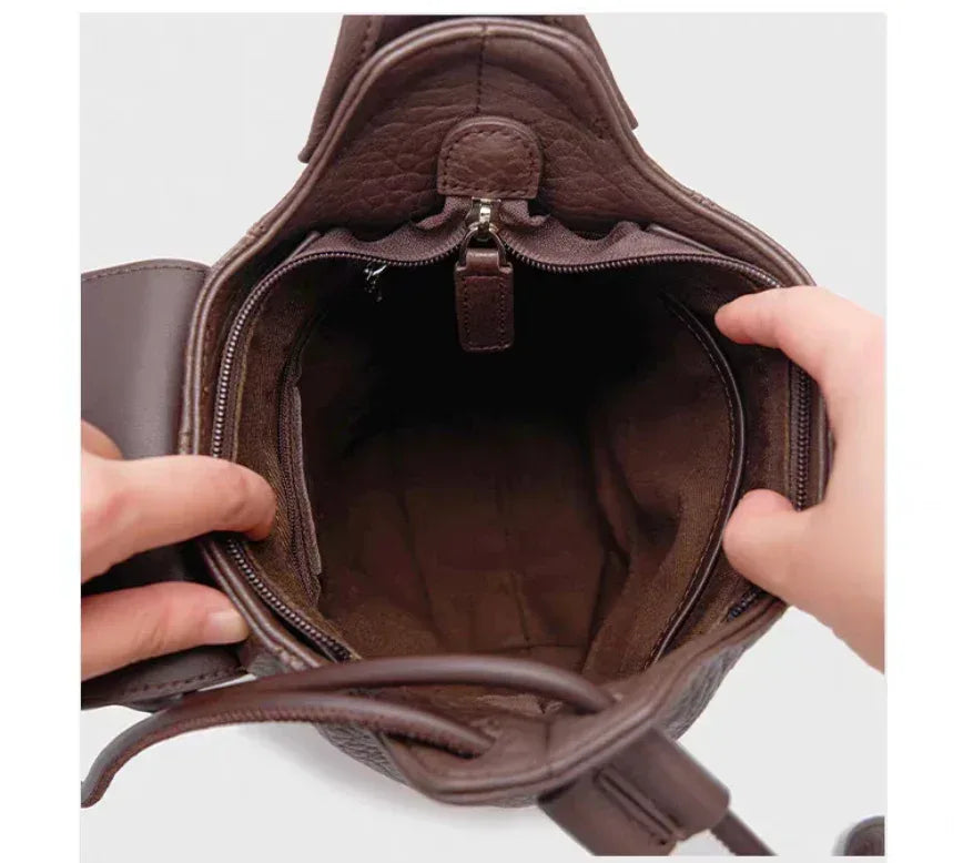 Women’s Genuine Leather Pumpkin Bucket Bag