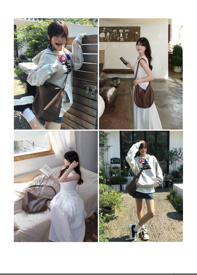 Soft leather large capacity shoulder tote bag