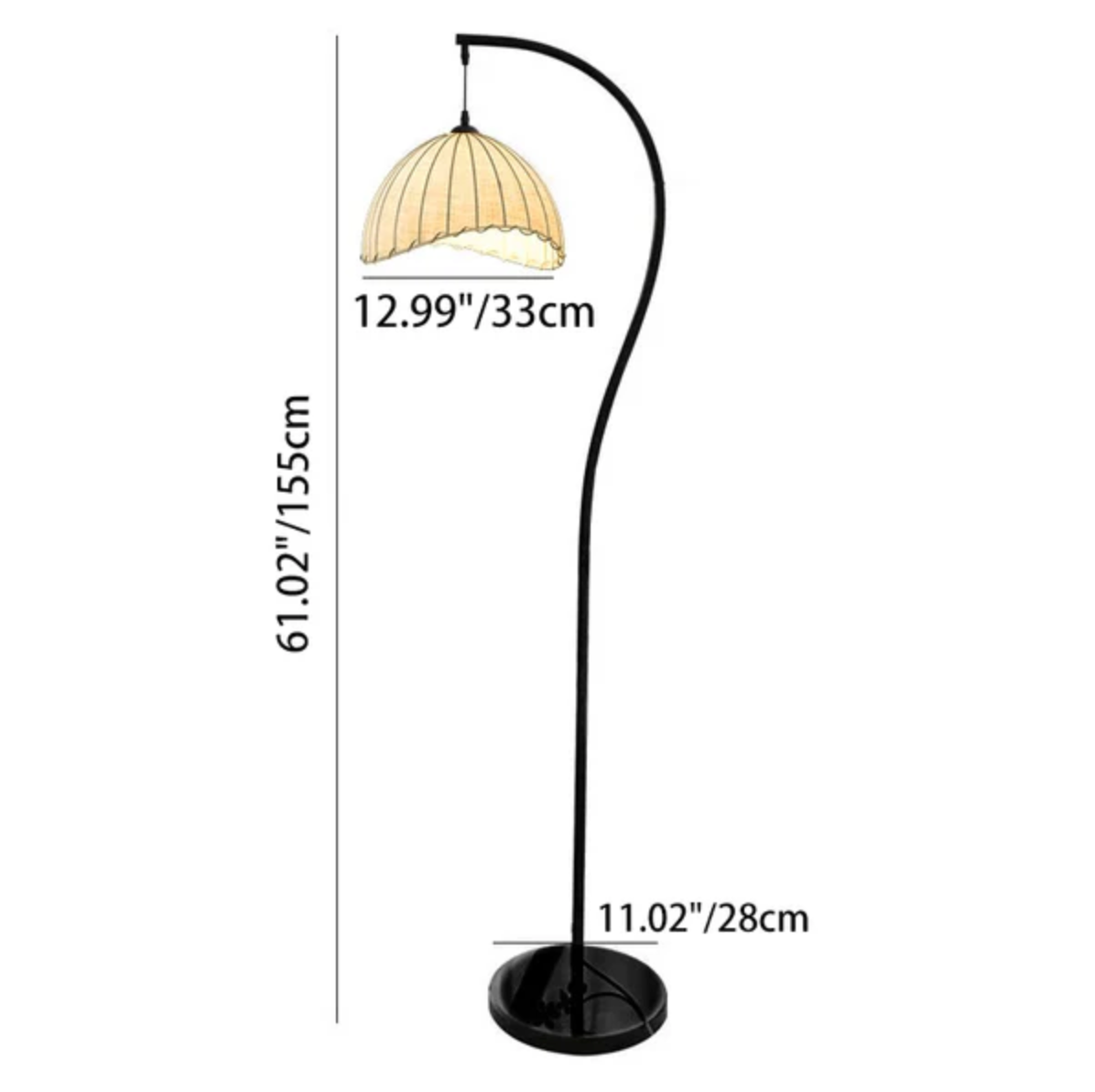 Vintage arc fabric shade floor lamp