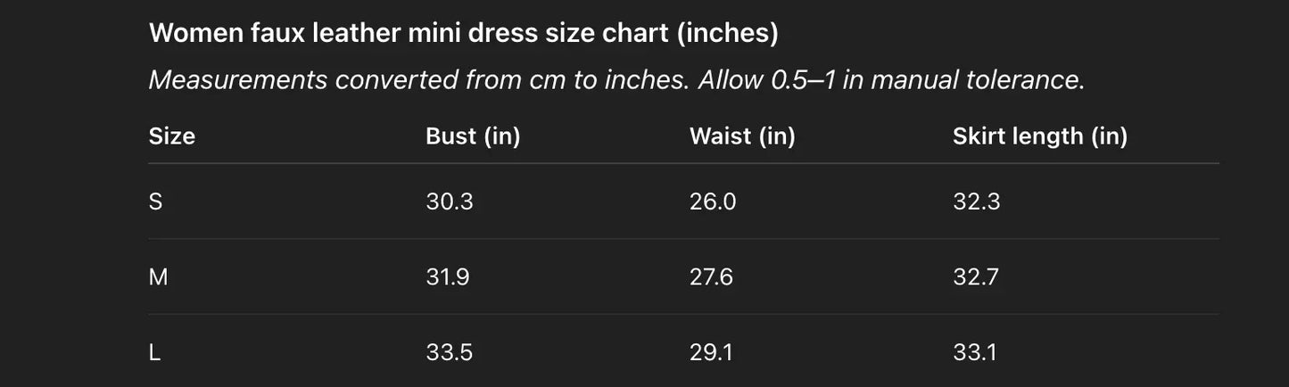 Women solid black faux leather mini dress