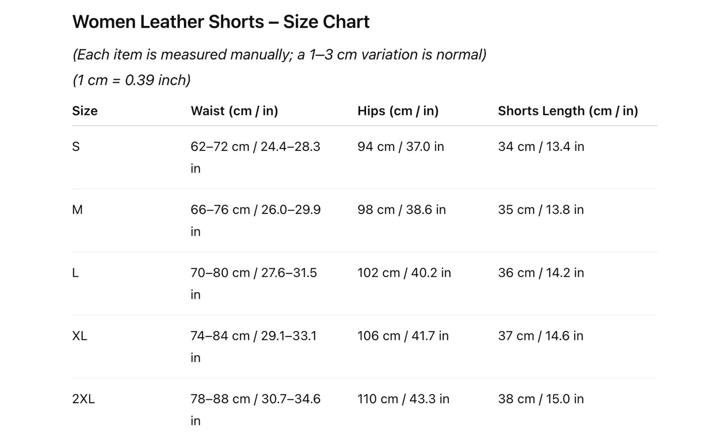 Women's High Waist Real Leather Shorts