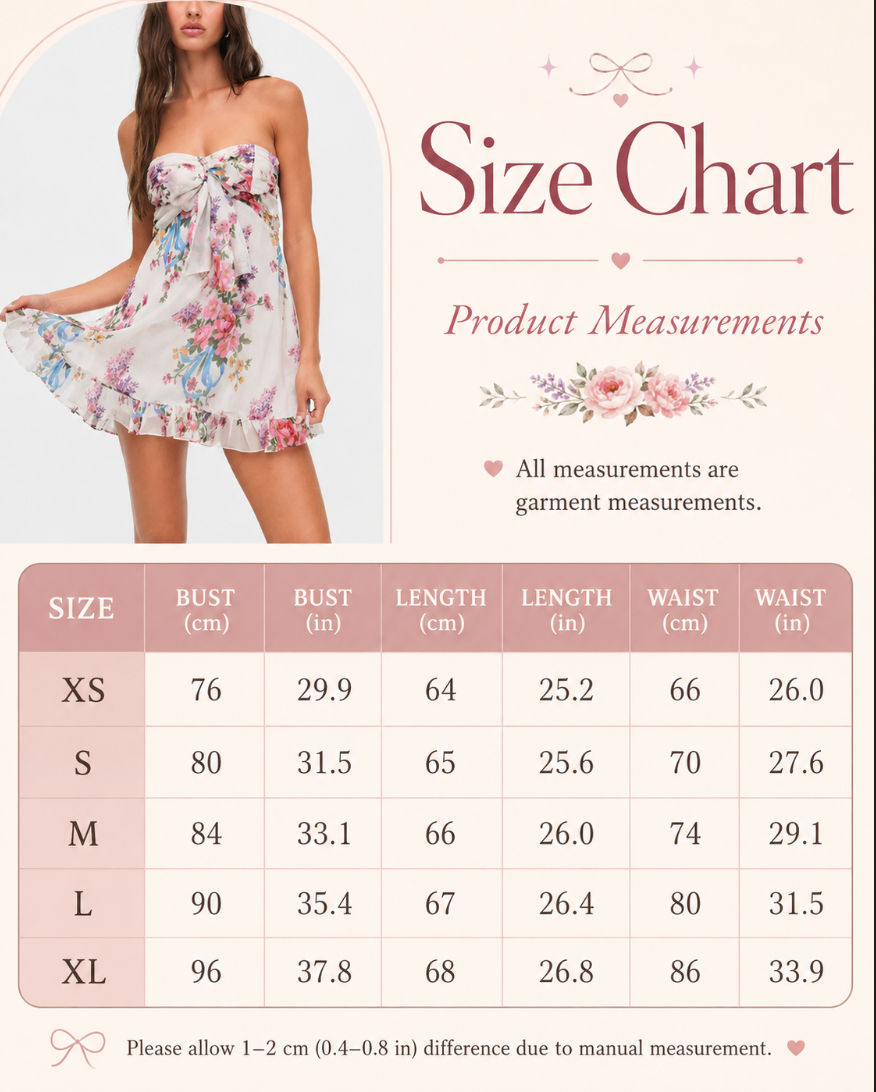 Cute short skirt dress with floral strapless shape