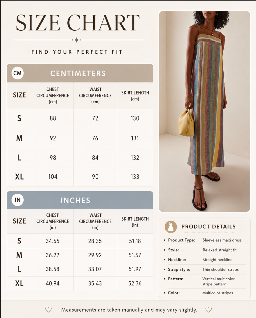 Multicolor Vertical-Striped Square-Neck Loose-Fit Shift Midi Dress