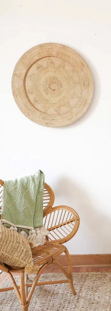 Large Seagrass Wall Decor Plate Hanging Dark Brown