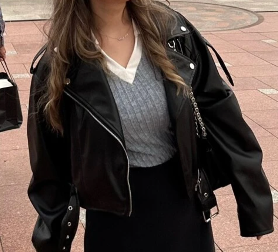 Zip Up Real Leather Moto Jacket