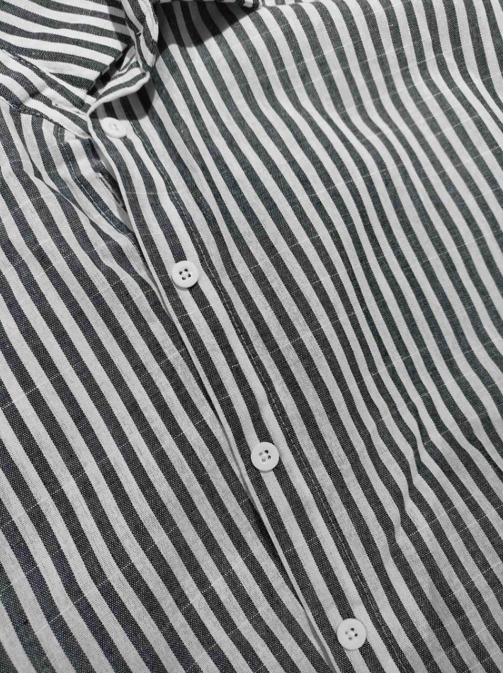 button down striped short sleeve women's shirt
