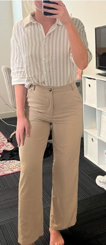 button down striped short sleeve women's shirt