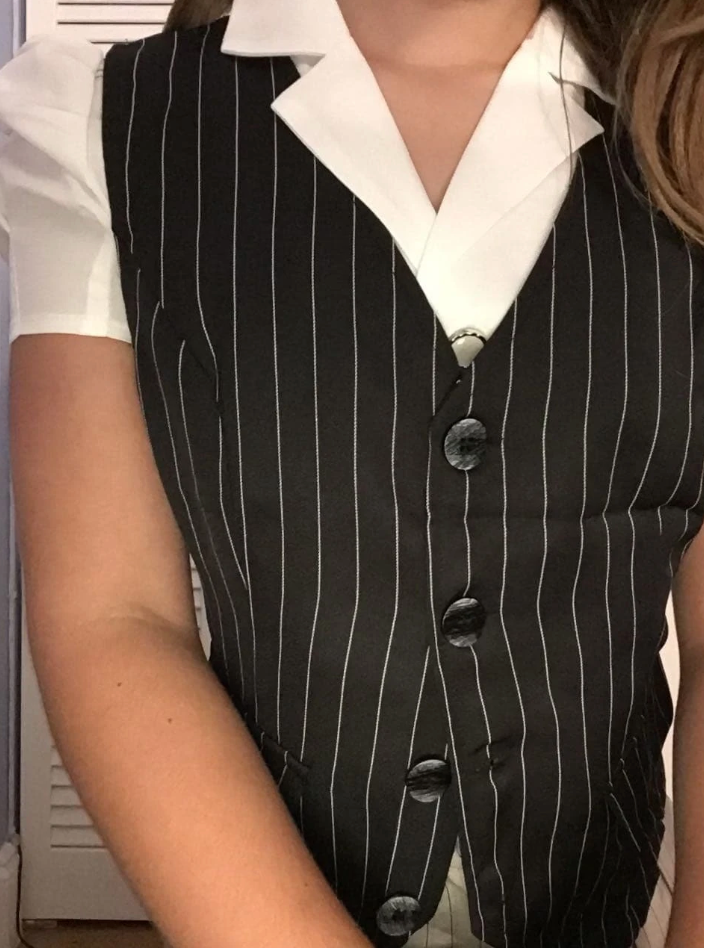 Black Striped Vest Blazer