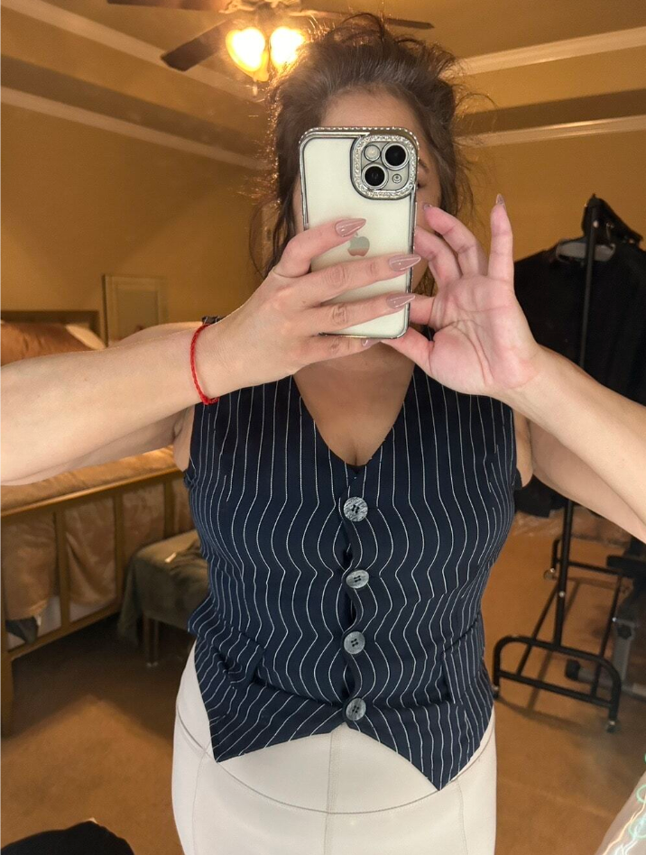 Black Striped Vest Blazer