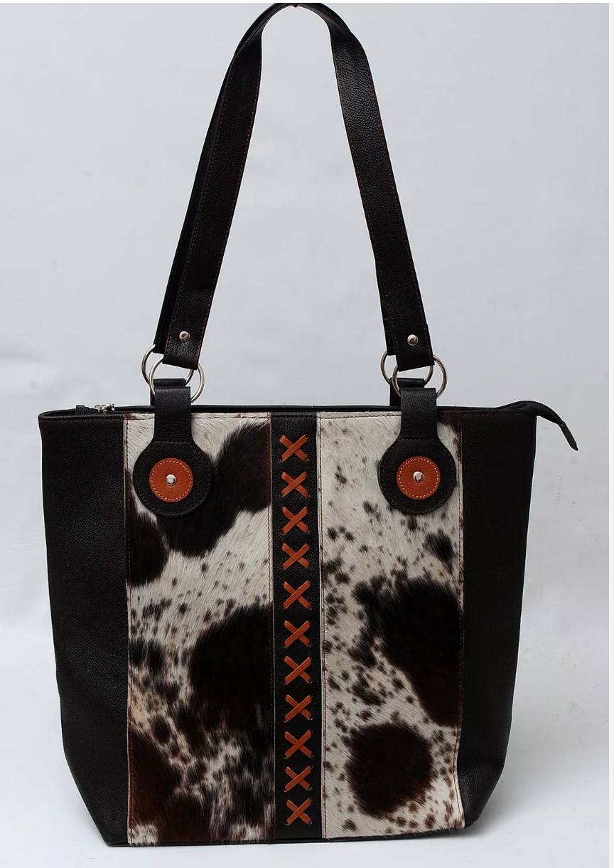 Cowhide Tote Bag with Hair On Hide