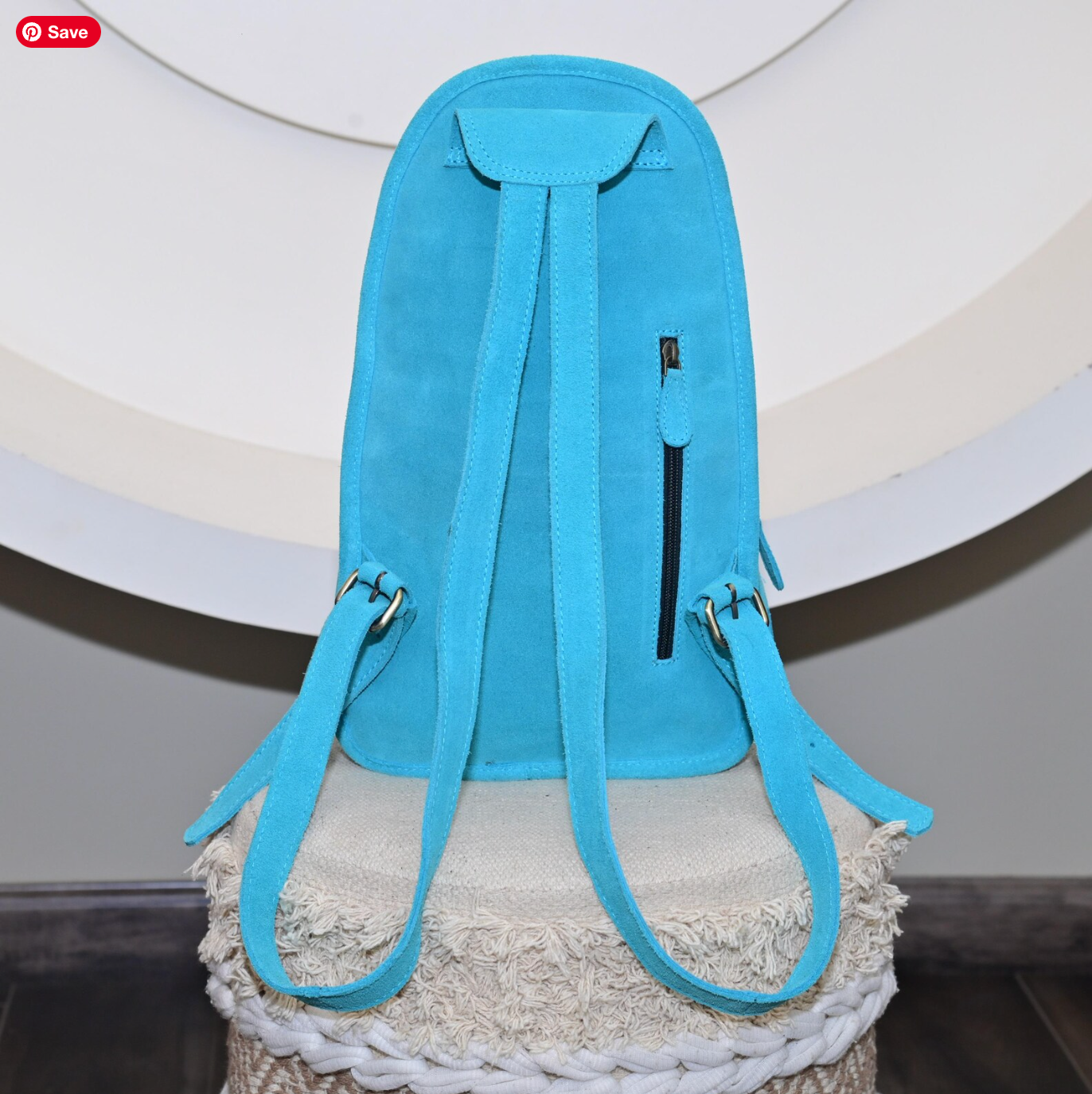 Tooled Leather Suede Backpack Bag