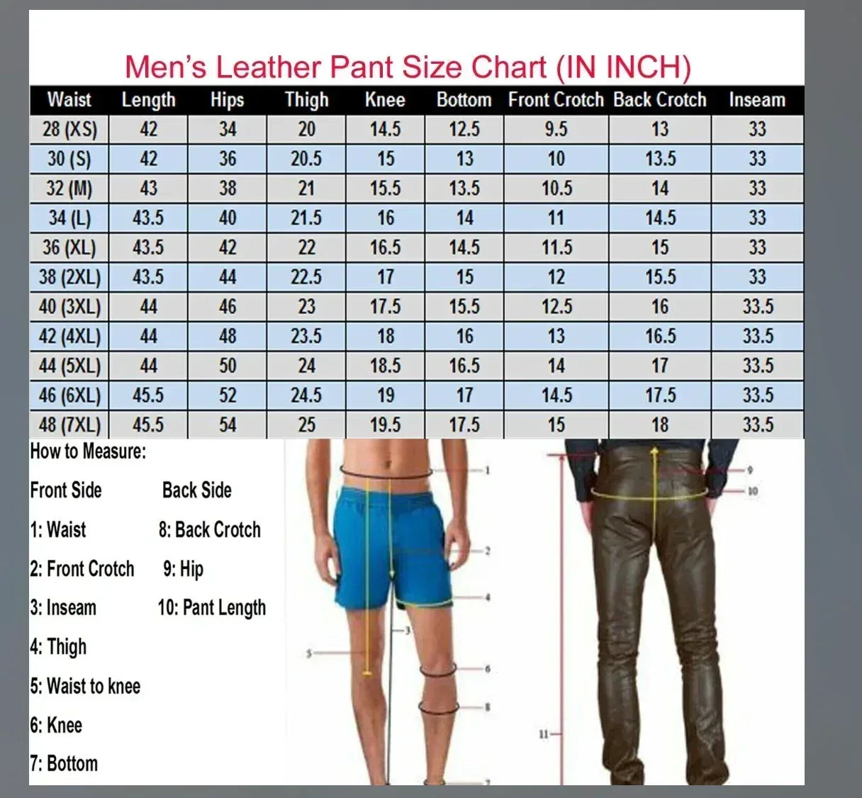 real leather pants men black biker style zipper pocket design