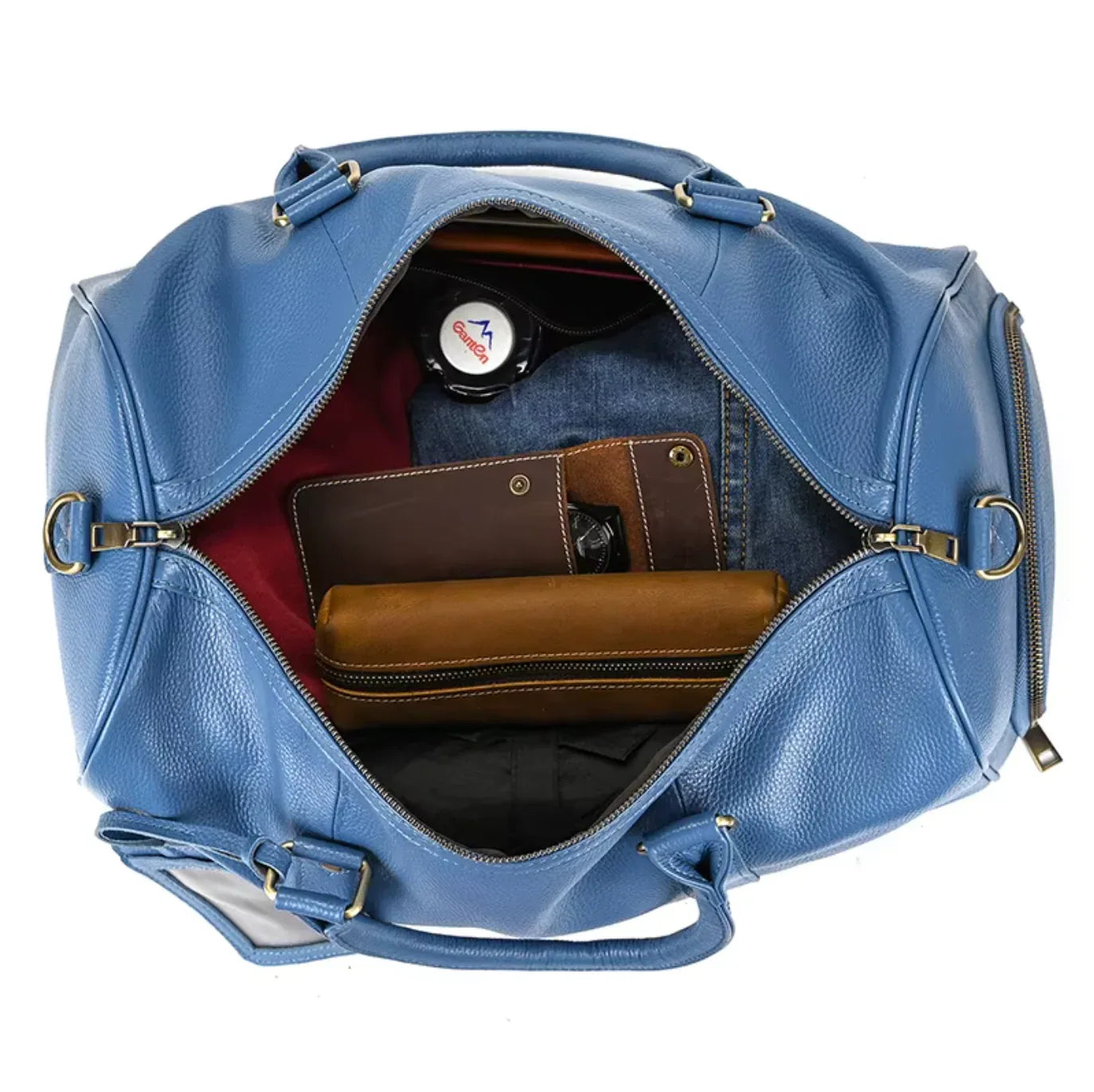 Purple Leather Duffle Bags Weekender Luggage