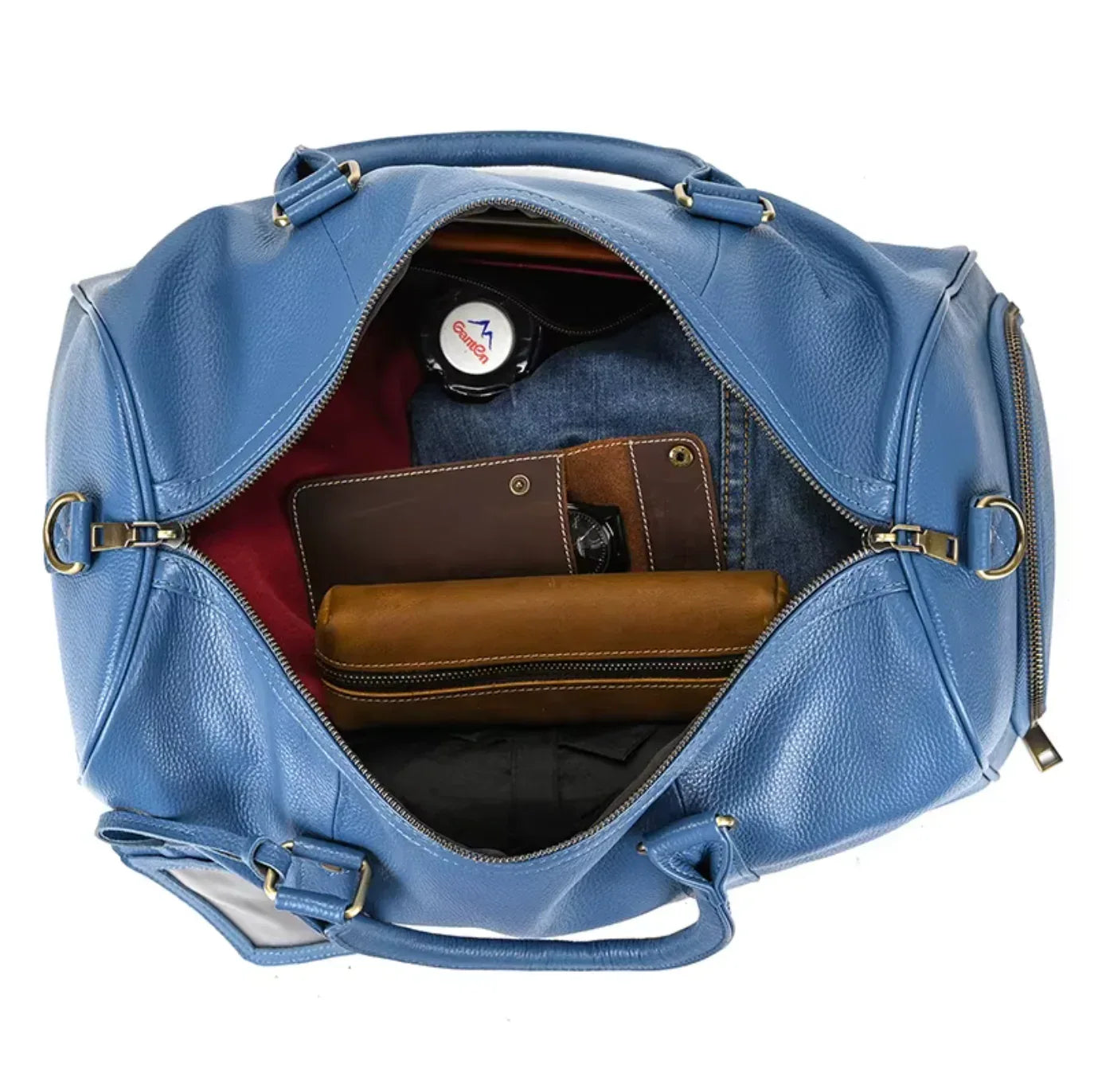 Purple Leather Duffle Bags Weekender Luggage