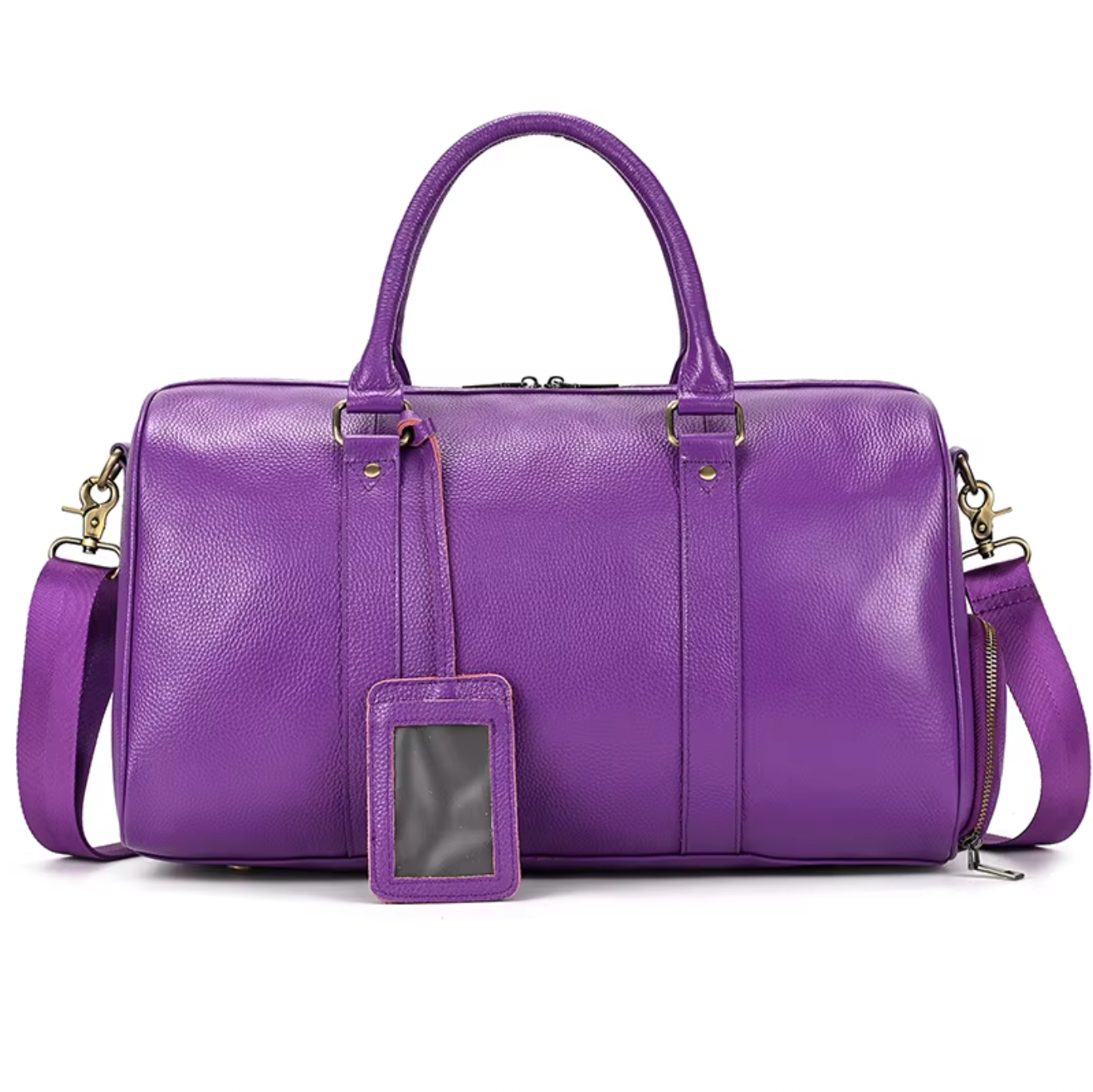 Purple Leather Duffle Bags Weekender Luggage