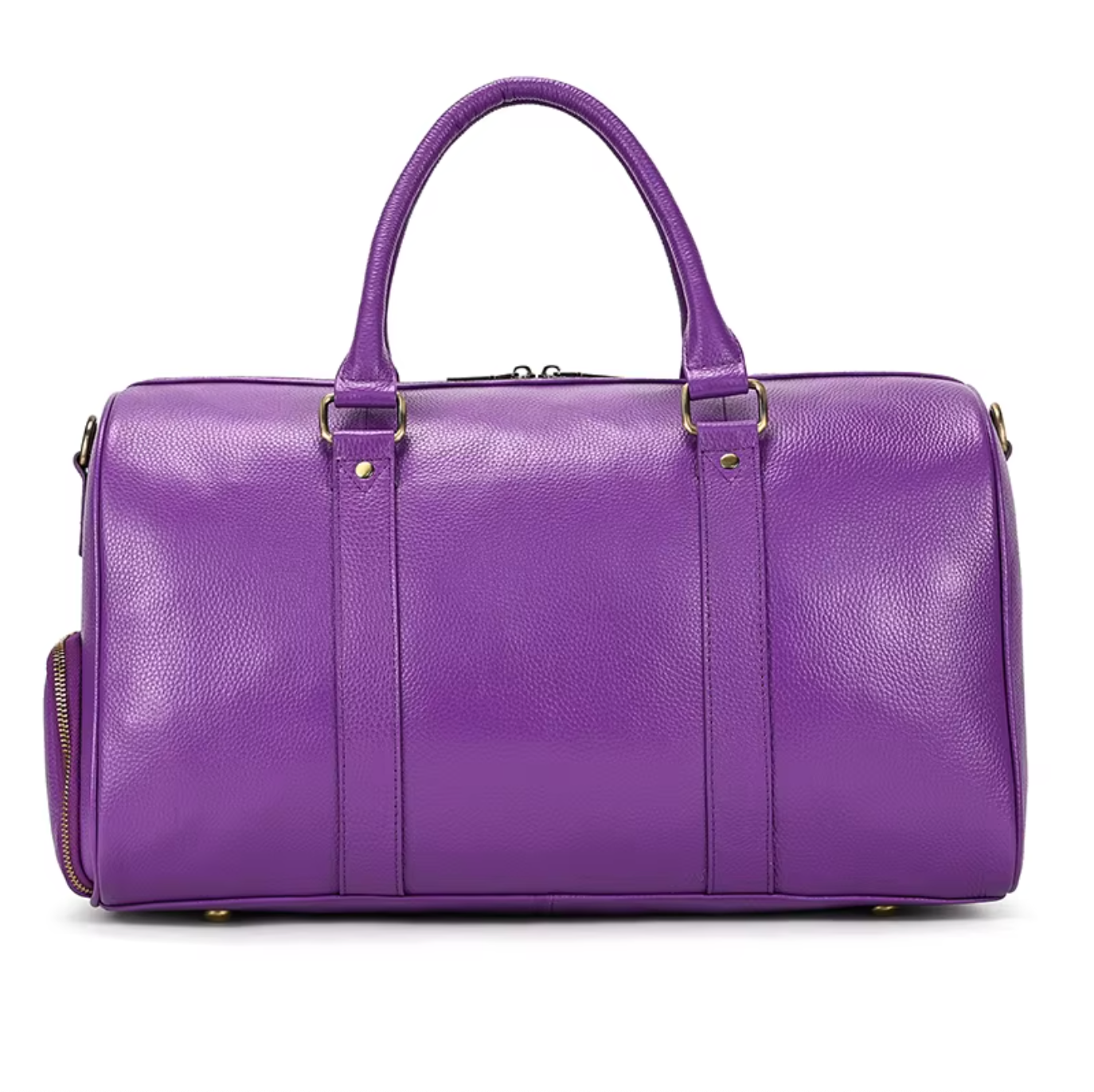 Purple Leather Duffle Bags Weekender Luggage