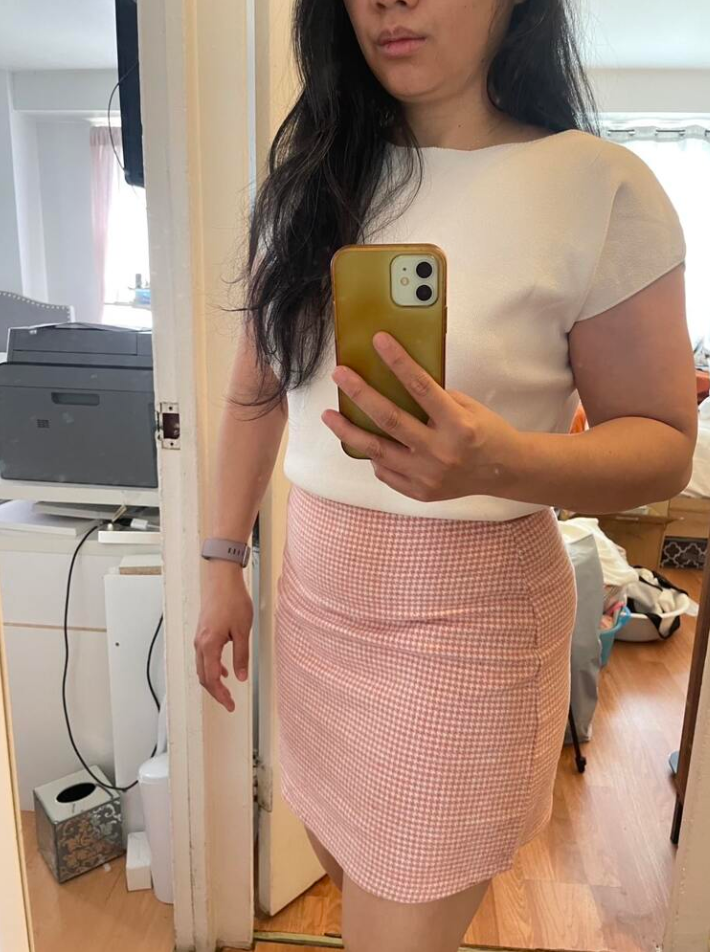 High-waisted houndstooth mini skirt