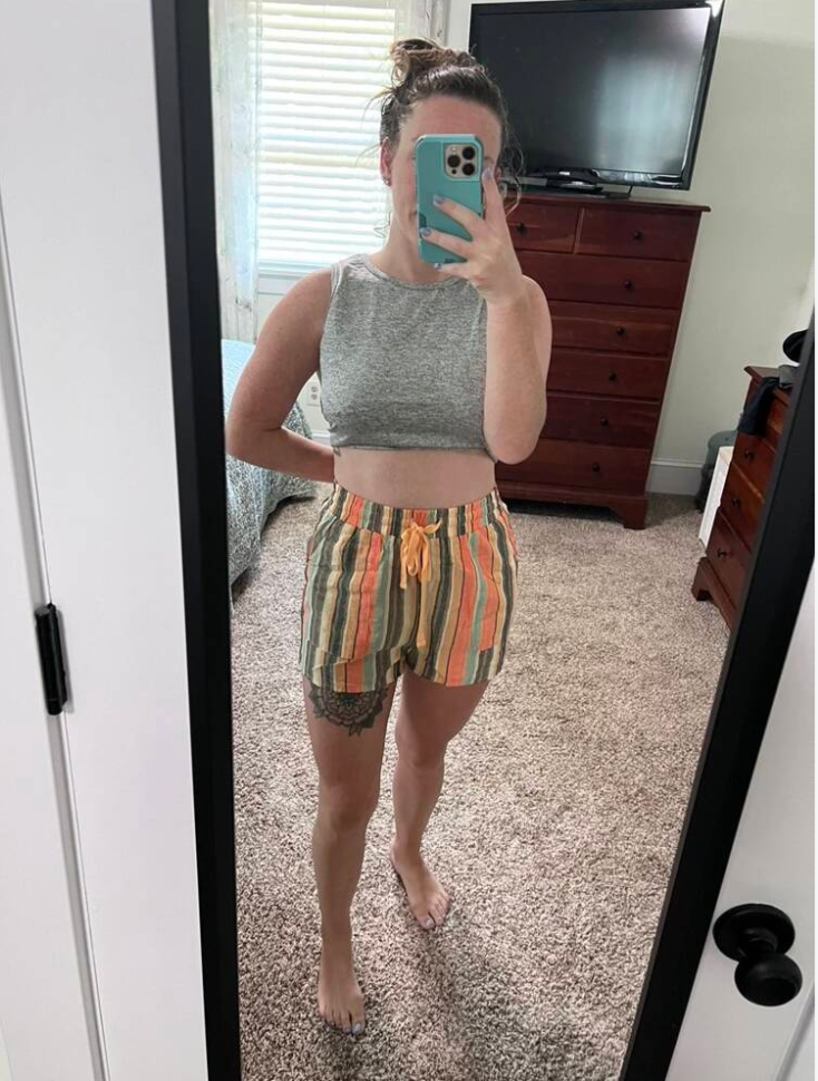High Waisted Striped Cotton Summer Short