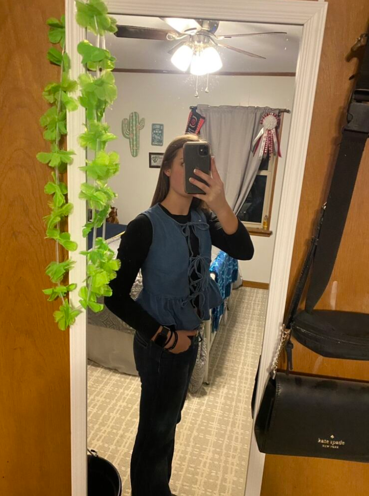 Sleeveless Lace-Up Denim Top