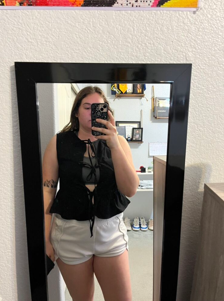 Sleeveless Lace-Up Denim Top