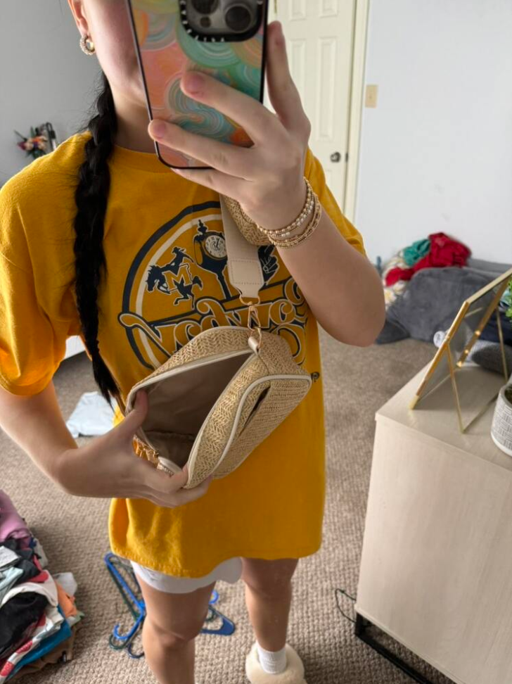 Straw Crossbody Bag With Purse Summer Beach