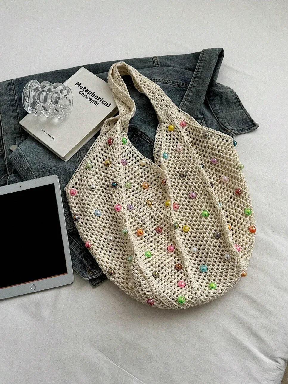 woven beach shoulder bags for women