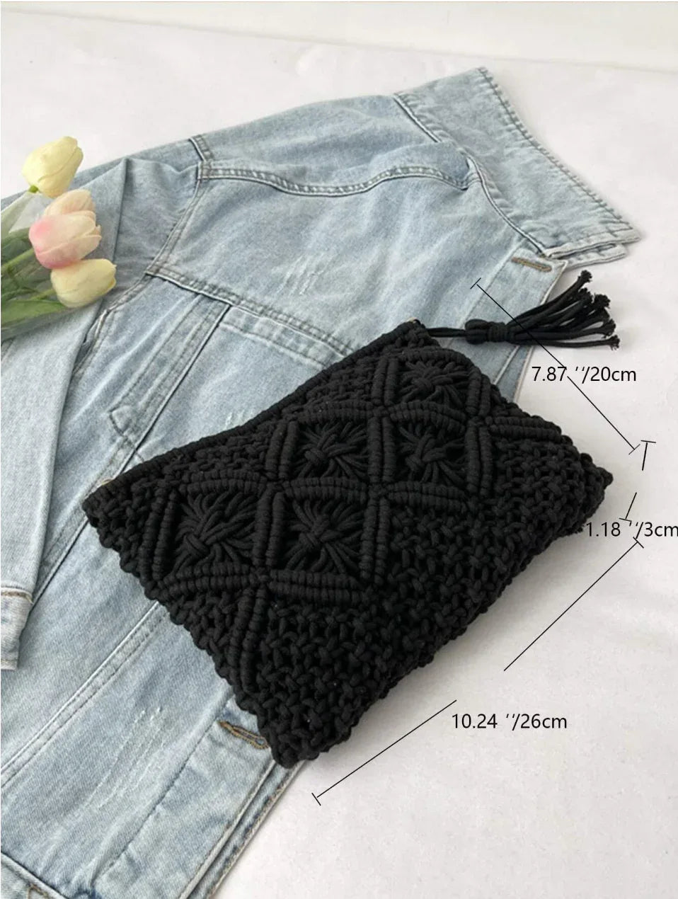 Women Crochet Bags Hallow Out Square Purse