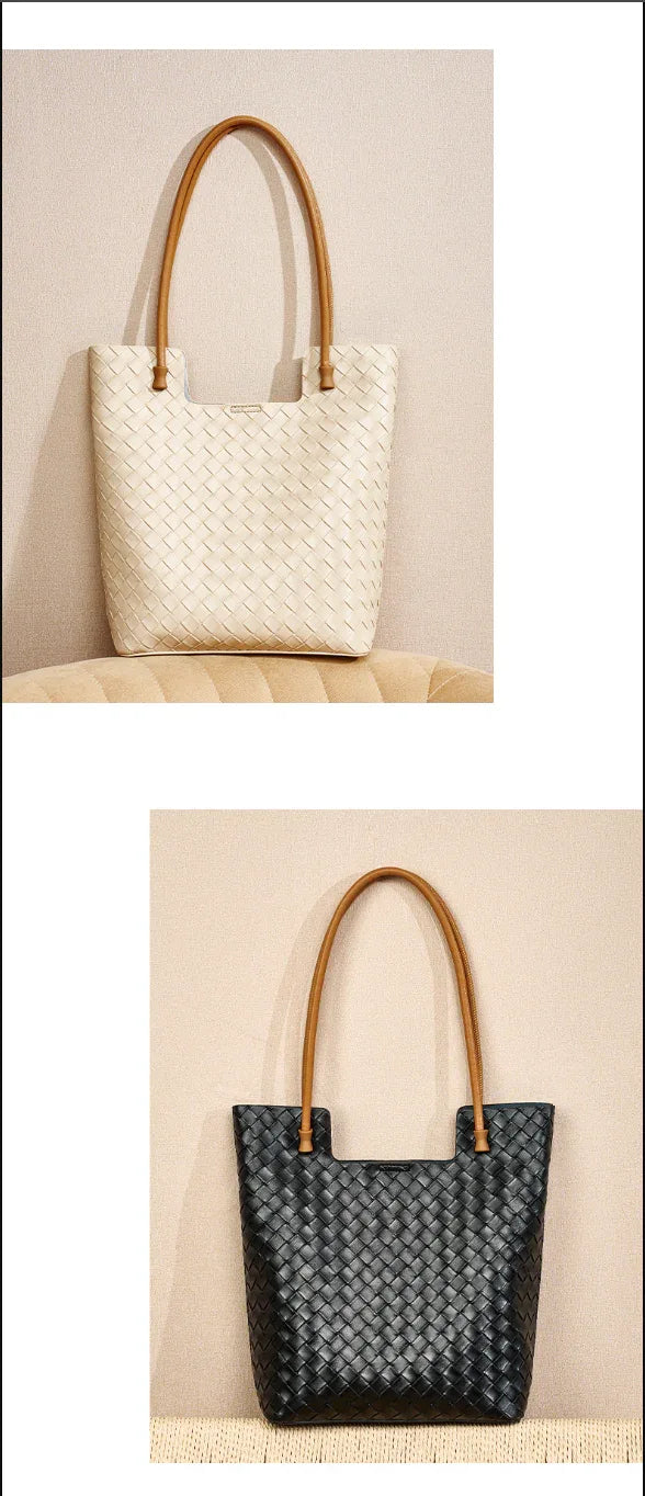 genuine leather women tote purse braided