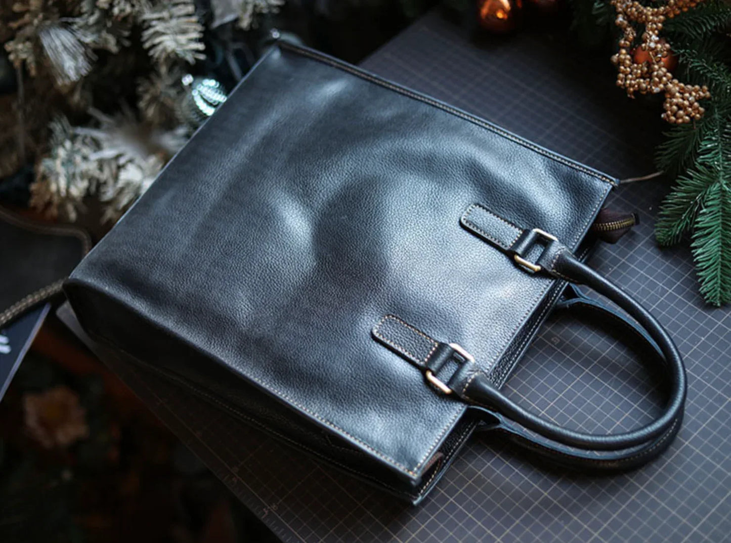 Men Leather Tote Bag with Crossbody