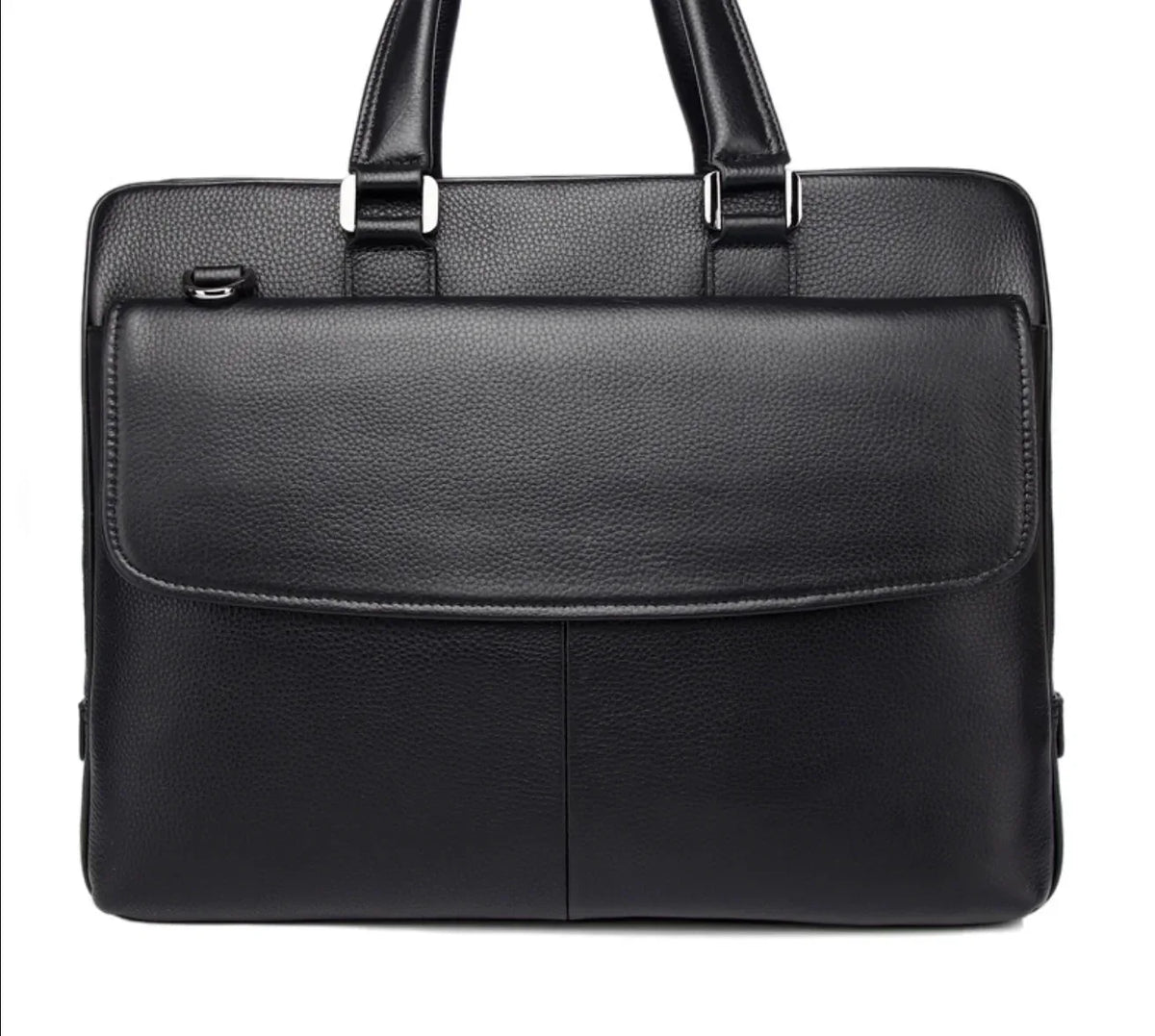 Black Leather Messenger Briefcase Bag