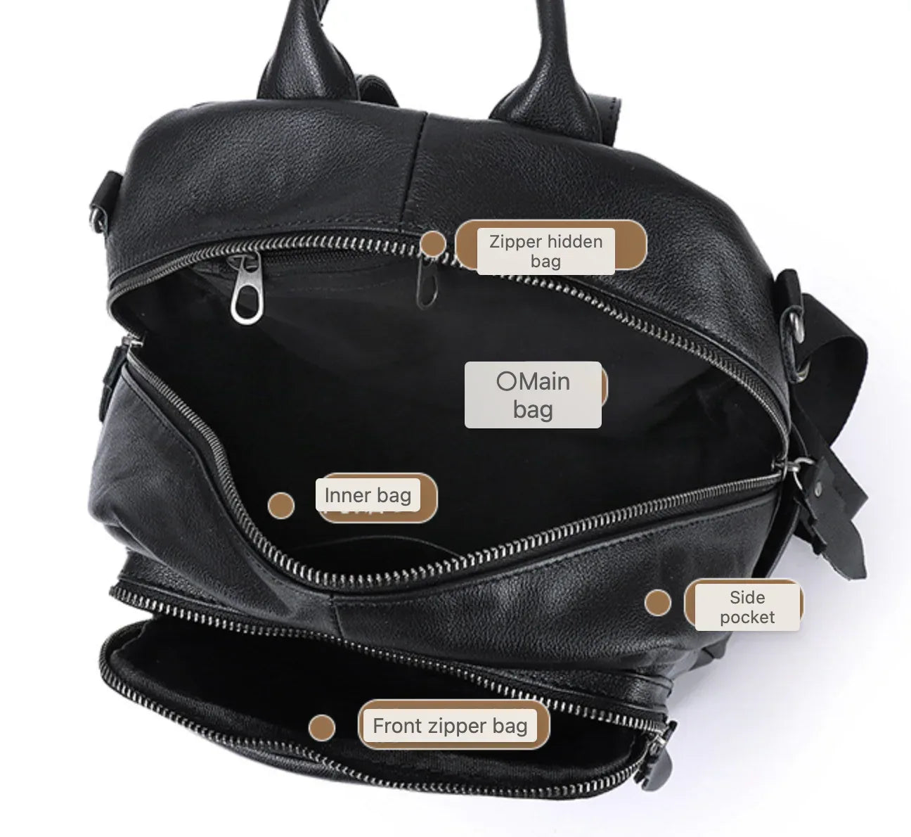 Designer genuine leather travel backpacks for women